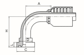 90°SAE 法蘭3000PSI