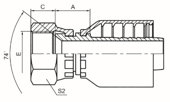 國標(biāo)公制內(nèi)螺紋74°外錐面 參考REF.GB/T9065.1