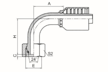 90°公制內螺紋24°錐帶O形圈輕系列 ISO 12151-2 DIN 3865